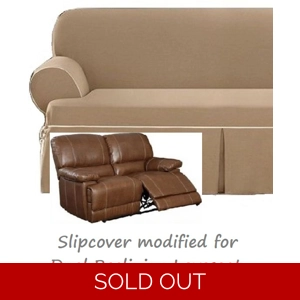 Dual Reclining LOVESEAT Slipcover T Cushion Contrast Caramel Sure Fit